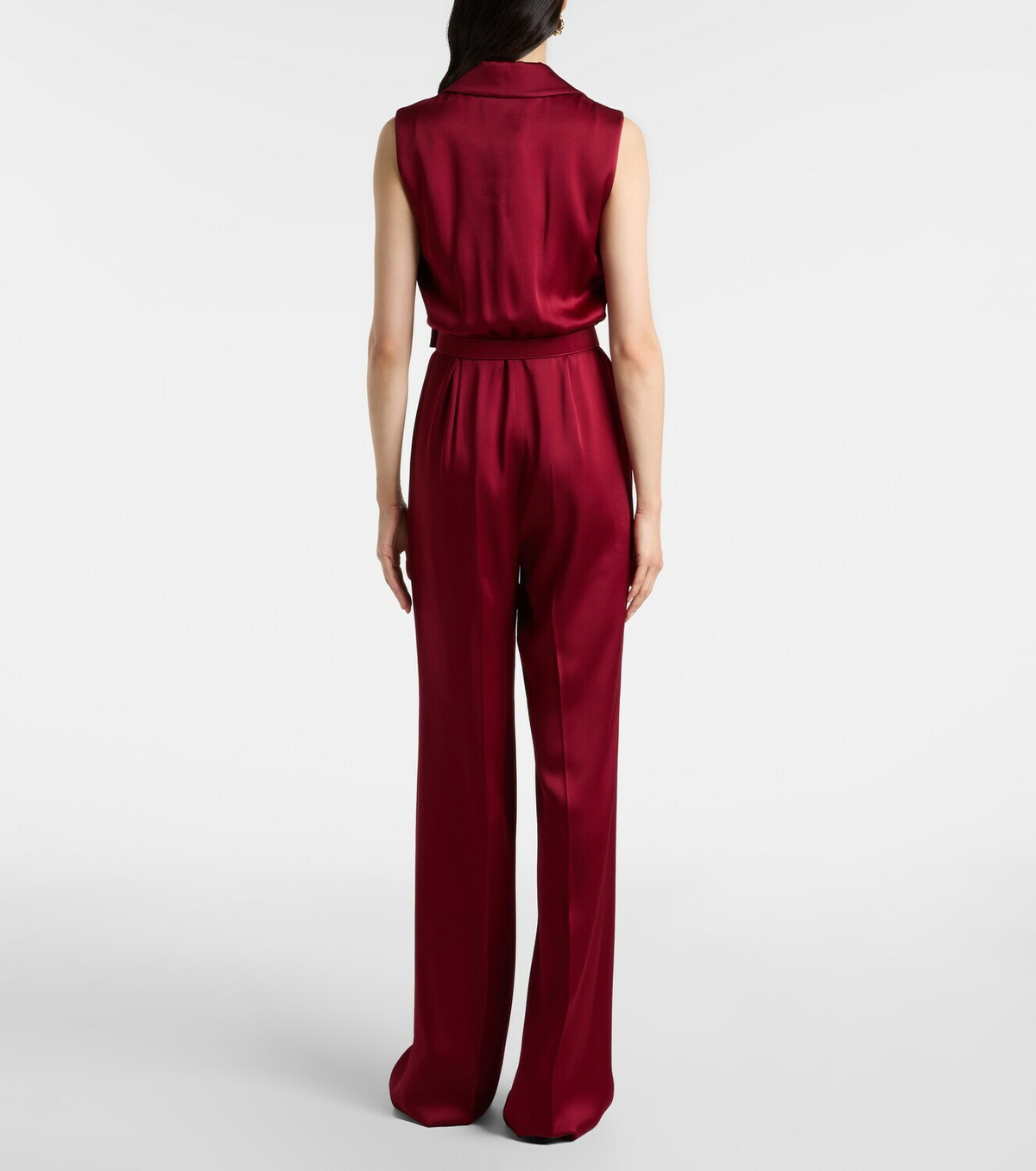 Max Mara Scalata velvet-trimmed satin jumpsuit