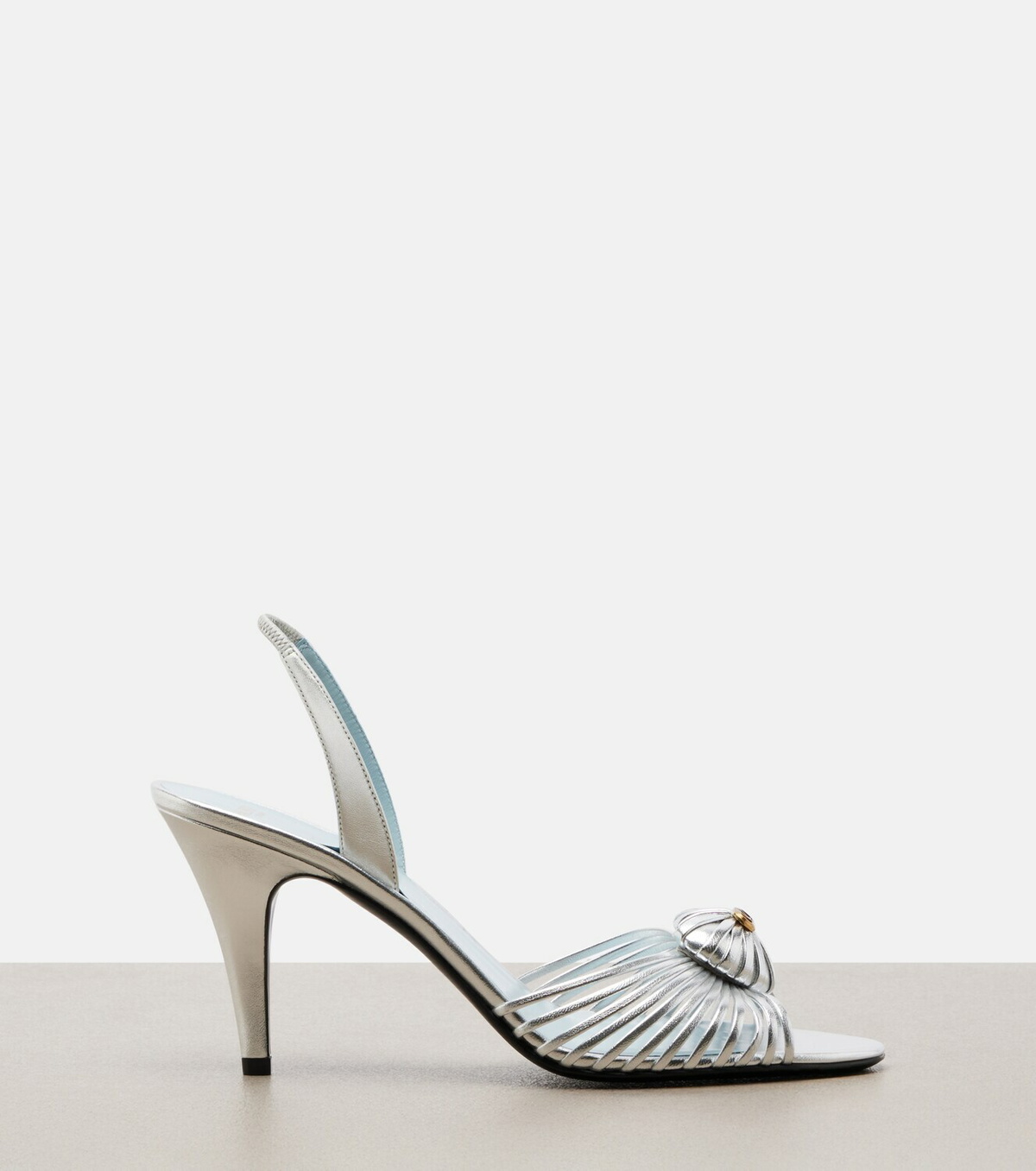 Valentino Garavani Cœur Royal metallic leather slingback sandals