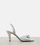 Valentino Garavani Cœur Royal metallic leather slingback sandals