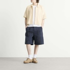 BEAMS Men's Mesh Open Collar Shirt in Off White