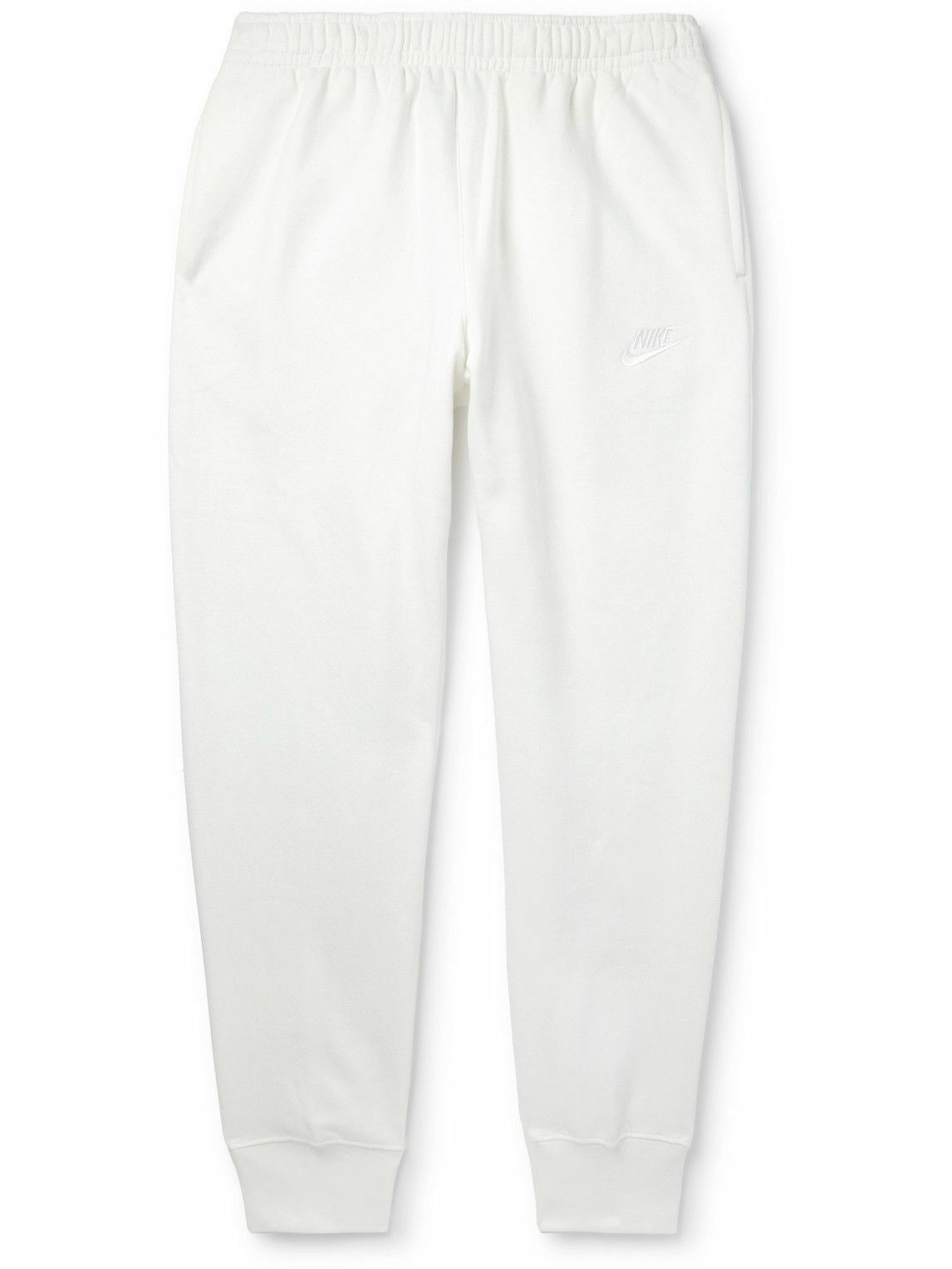 Photo: Nike - Sportswear Club Slim-Fit Logo-Embroidered Cotton-Blend Jersey Sweatpants - White