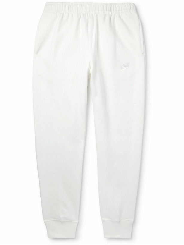 Photo: Nike - Sportswear Club Slim-Fit Logo-Embroidered Cotton-Blend Jersey Sweatpants - White
