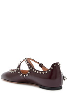 Bally Beliska Studded Leather Ballet Flats Burgundy