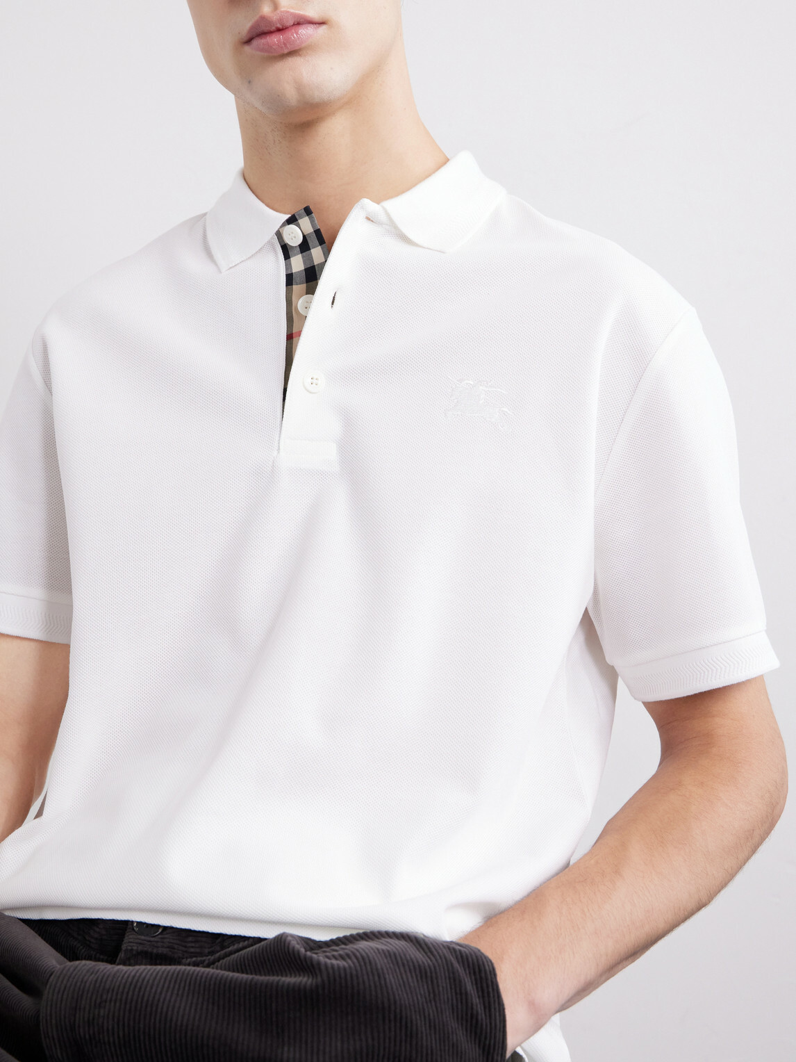 Burberry - Eddie Logo-Embroidered Cotton-Piqué Polo Shirt - White