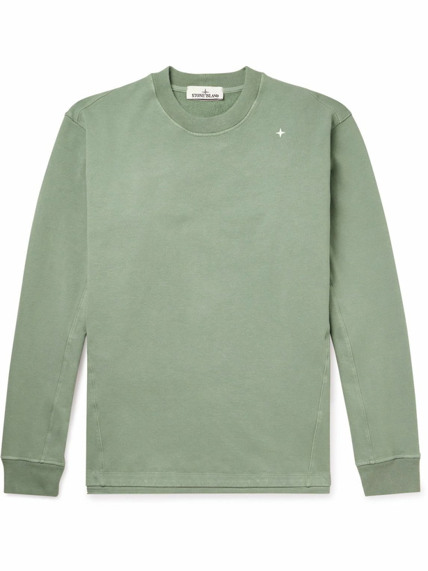 Photo: Stone Island - Logo-Embroidered Stretch-Cotton Sweatshirt - Green