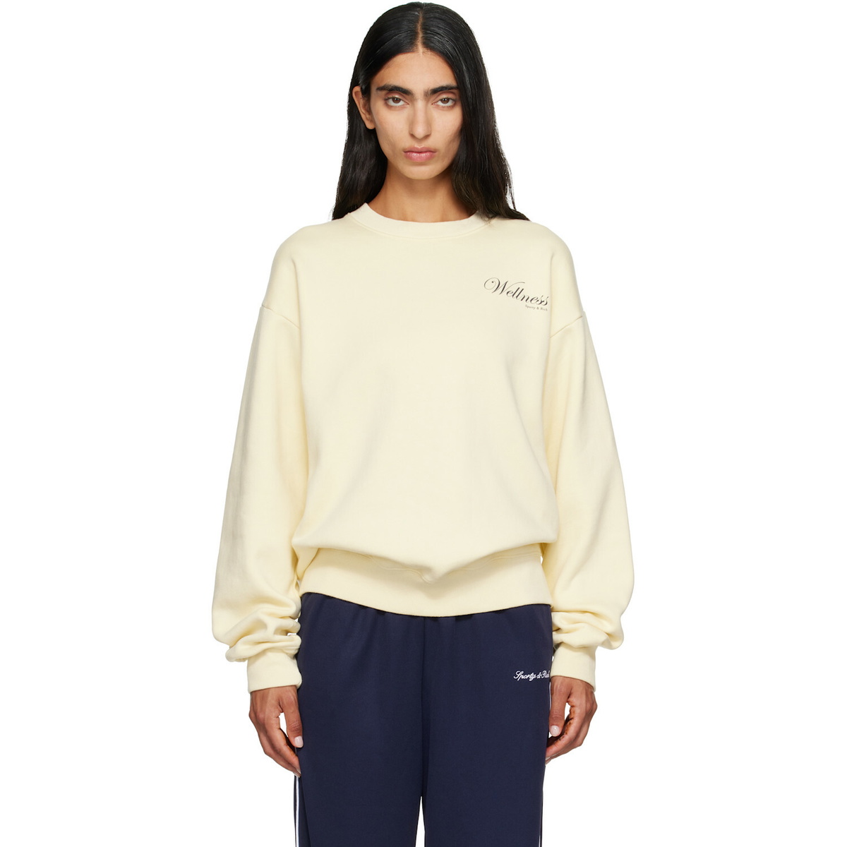 Sporty & Rich Off-White Avenue Crewneck Sweatshirt