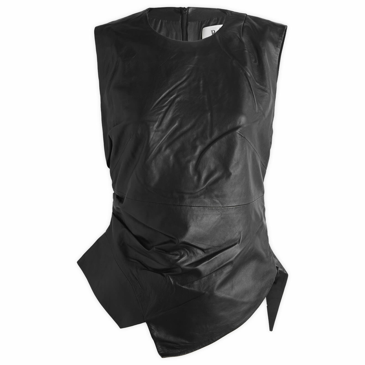 Róhe Women's Sleeveless Draped Leather Top in Black