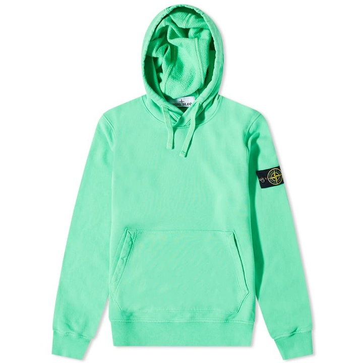 Photo: Stone Island Men's Brushed Cotton Popover Hoody in Light Green