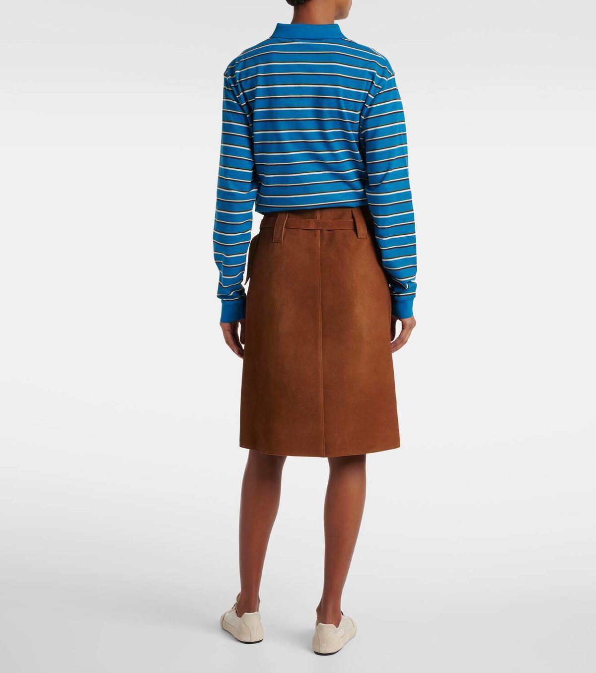 Belted Suede Midi Skirt