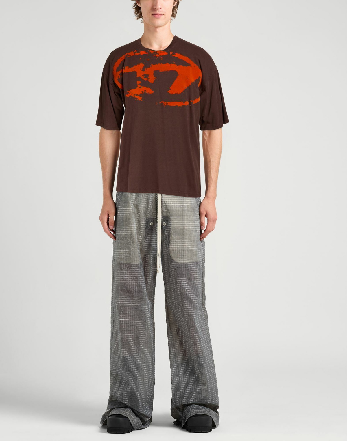 Diesel Mens T-shirt Chocolate in Brown