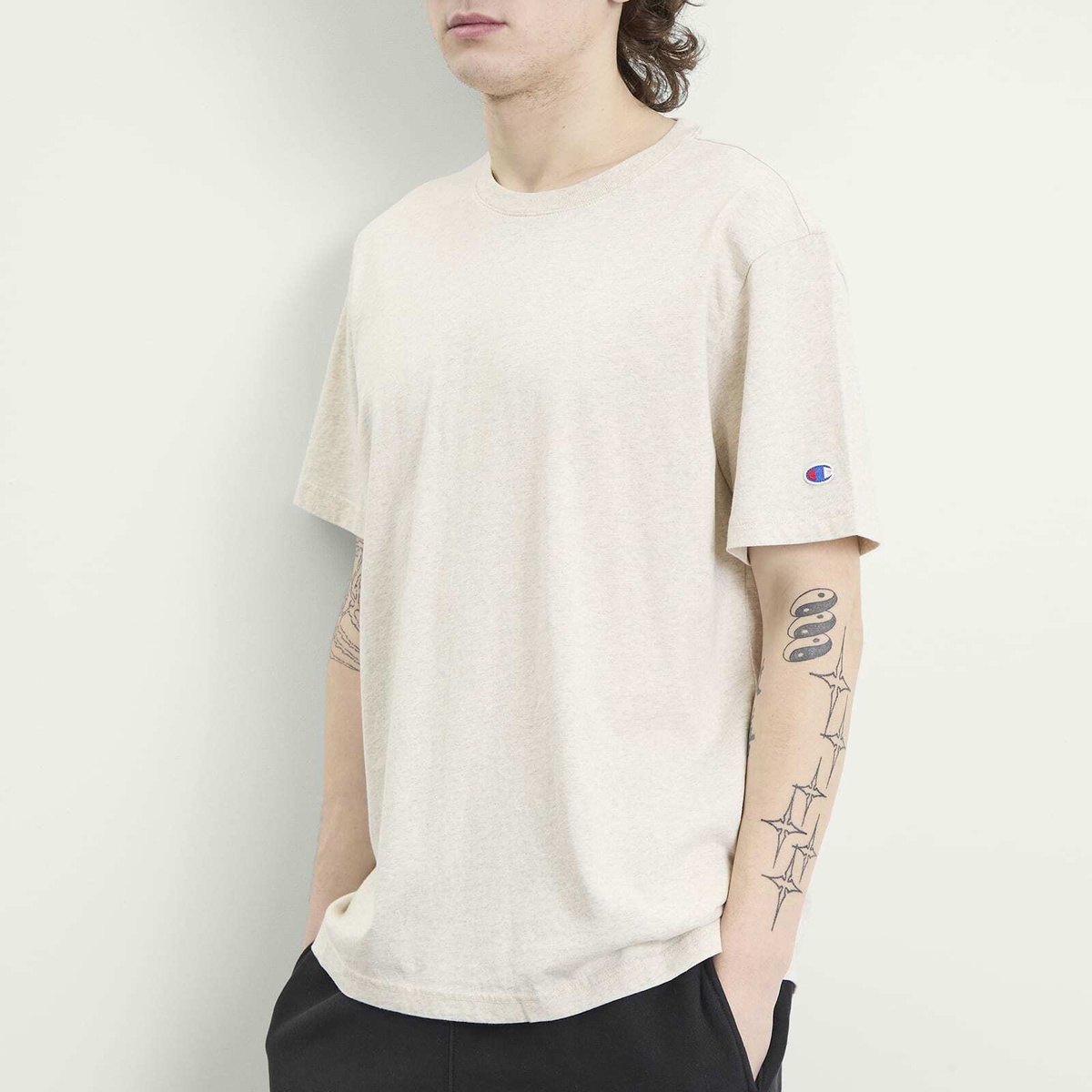 Champion Men's Reverse Weave Relaxed T-Shirt in Oatmeal