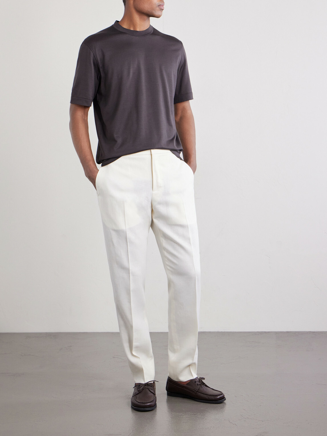 Zegna - Cotton and Silk-Blend T-Shirt - Brown