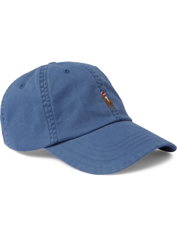 Photo: POLO RALPH LAUREN - Logo-Embroidered Stretch-Cotton Twill Baseball Cap - Blue