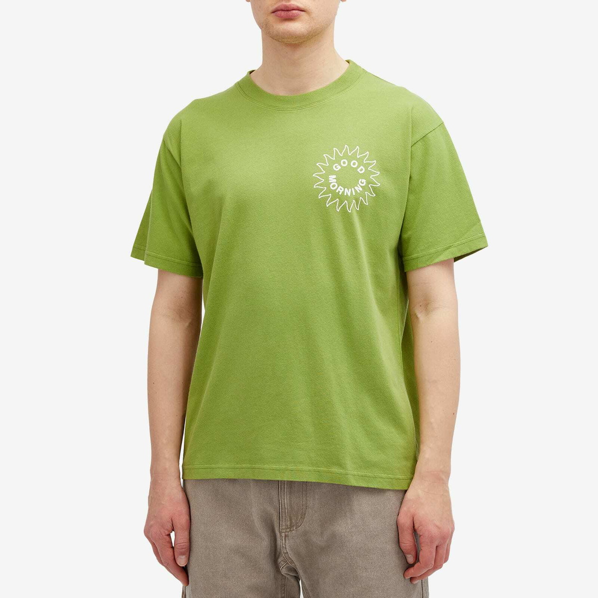 Good Morning Tapes Men's Sun Logo T-Shirt in Leaf Good