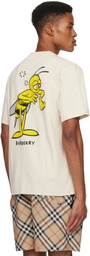 Burberry Beige Flocked Logo T-shirt