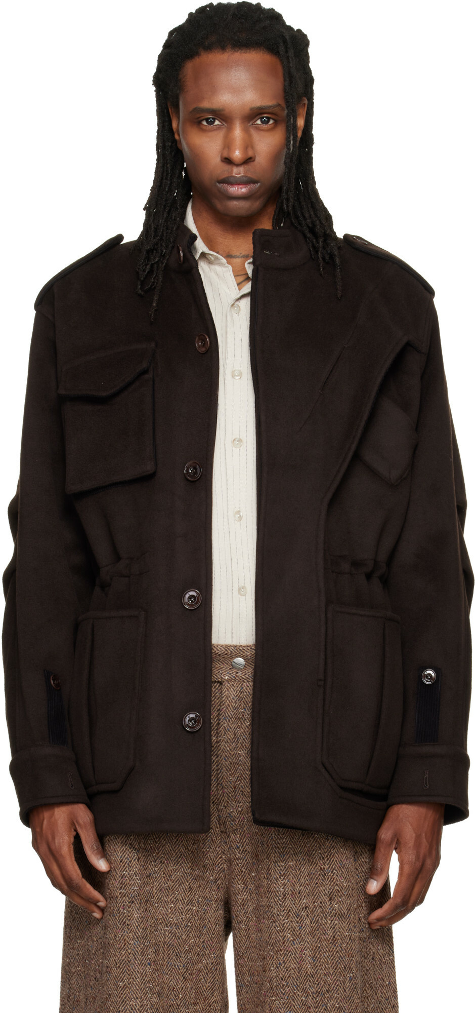 NULLUS Brown Deconstructed Parka Jacket