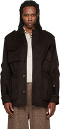 NULLUS Brown Deconstructed Parka Jacket