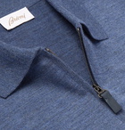 Brioni - Wool Half-Zip Polo Shirt - Men - Blue