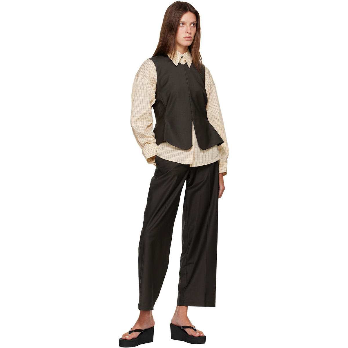 Cordera Brown Low Rise Virgin Wool Trousers