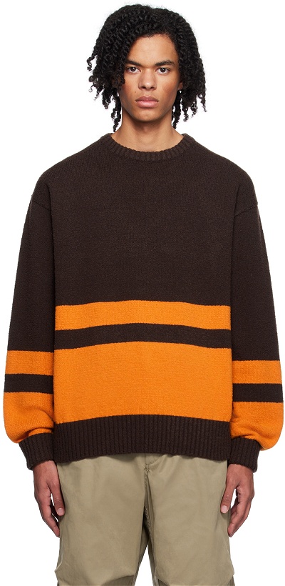Photo: BEAMS PLUS Brown Horizontal Stripe Sweater