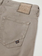 Incotex - Leather-Trimmed Straight-Leg Jeans - Gray