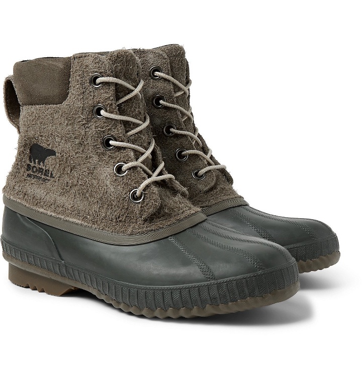 Photo: Sorel - Cheyanne II Waterproof Textured-Suede and Rubber Boots - Green
