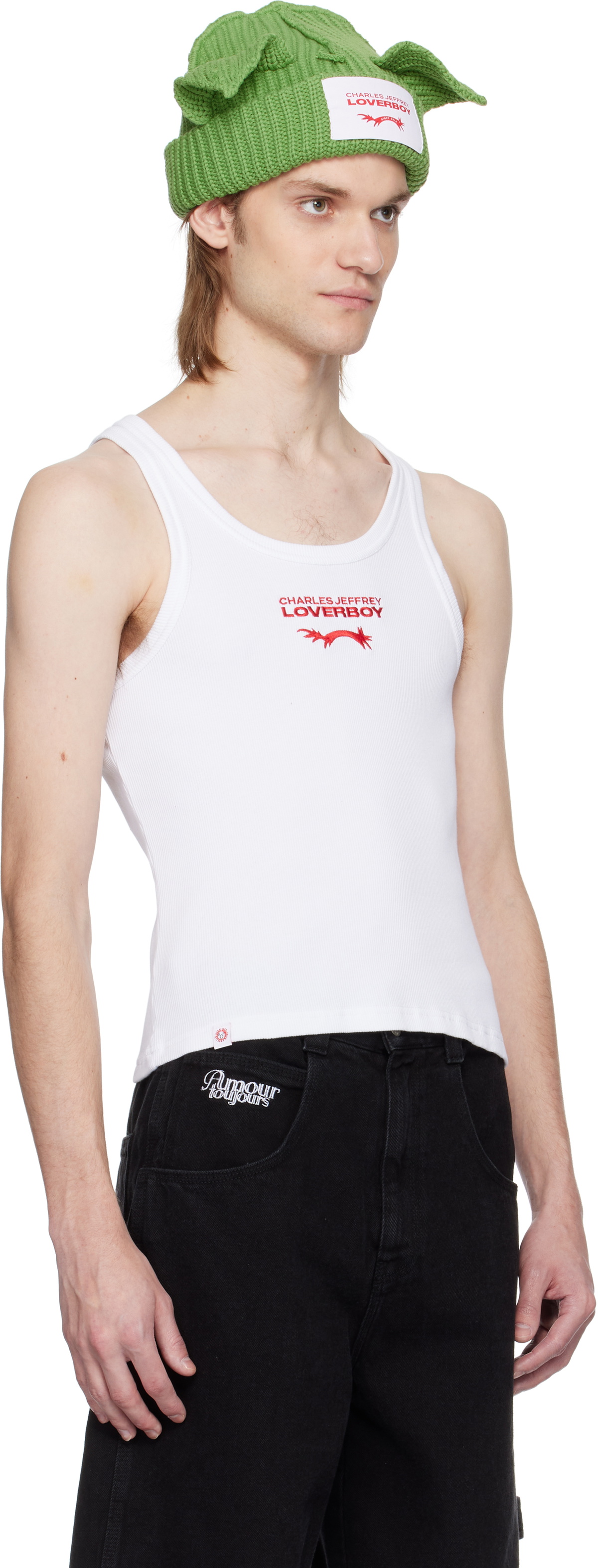 Charles Jeffrey LOVERBOY White Logo Tank Top