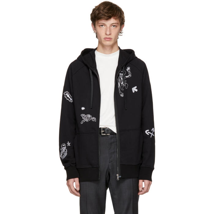 Photo: Lanvin Black Skeleton and Flower Zip Hoodie