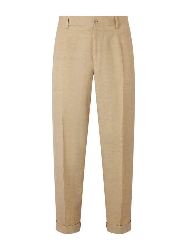 Photo: Dolce&Gabbana - Tapered Linen Trousers - Neutrals