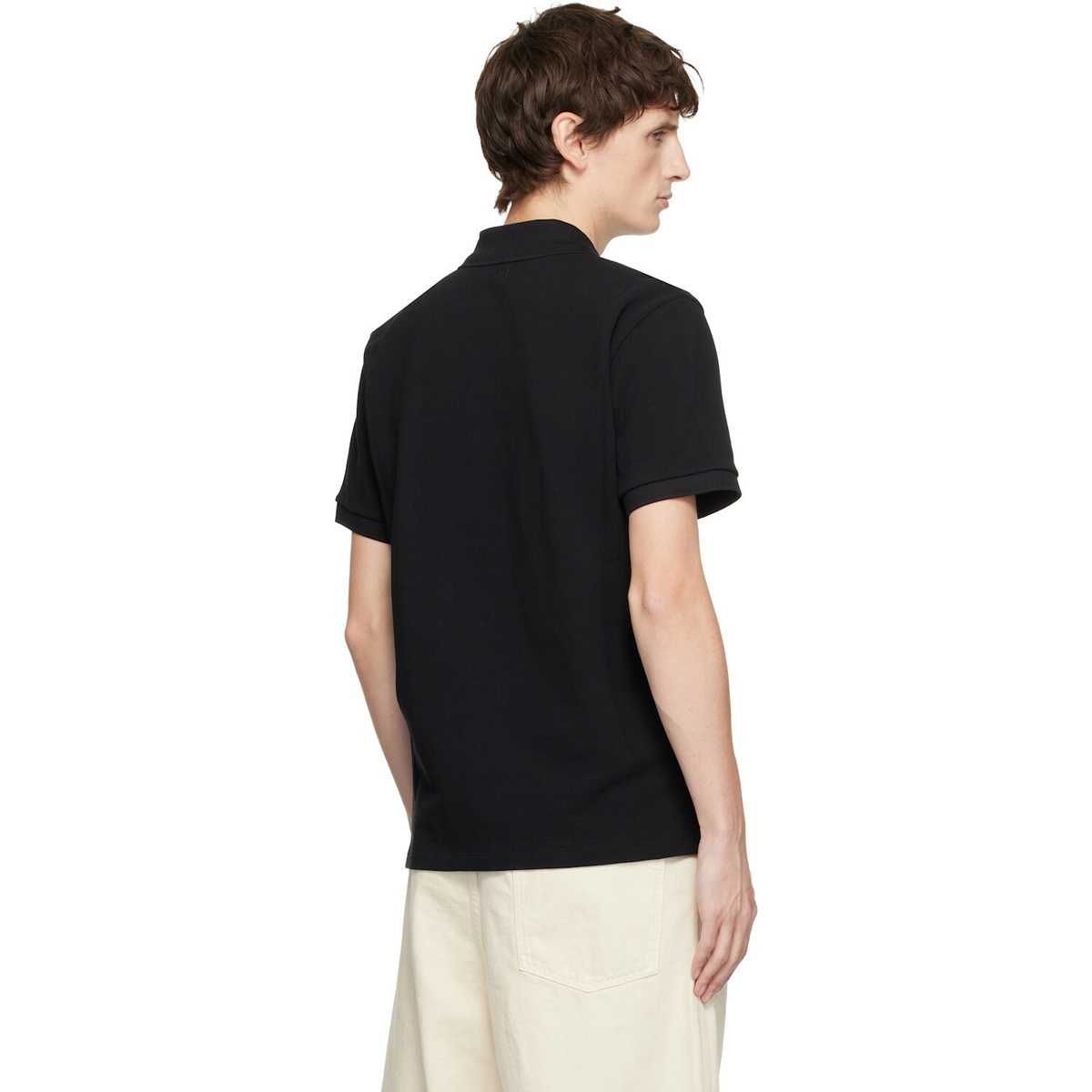 AMI Paris Black Cotton Ami de Coeur Polo
