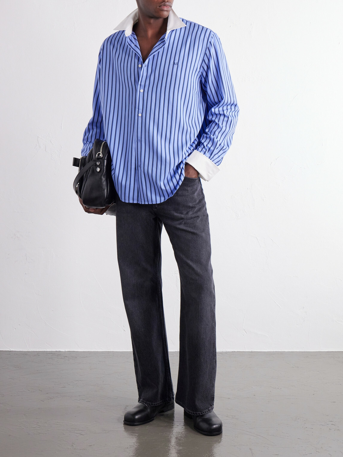 Acne Studios - Logo-Embroidered Striped Poplin Shirt - Blue