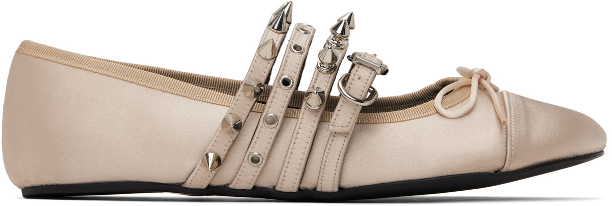 ABRA White Spike Ballerina Flats ABRA