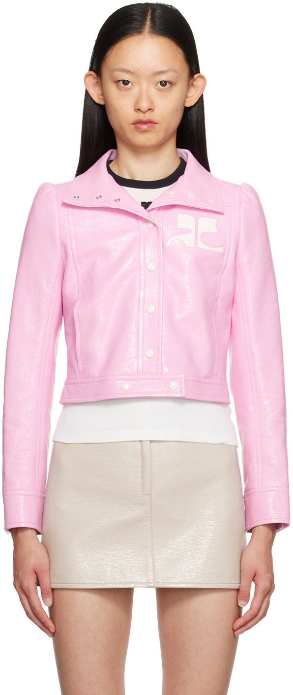 ジャケット COURREGES Women Outer 125CBL255PL0178 6017 PINK Courreges 21 Vintage Logo 100% Cotton Pink Biker Jacket