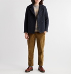 Folk - Double-Breasted Brushed Wool and Cotton-Blend Peacoat - Blue