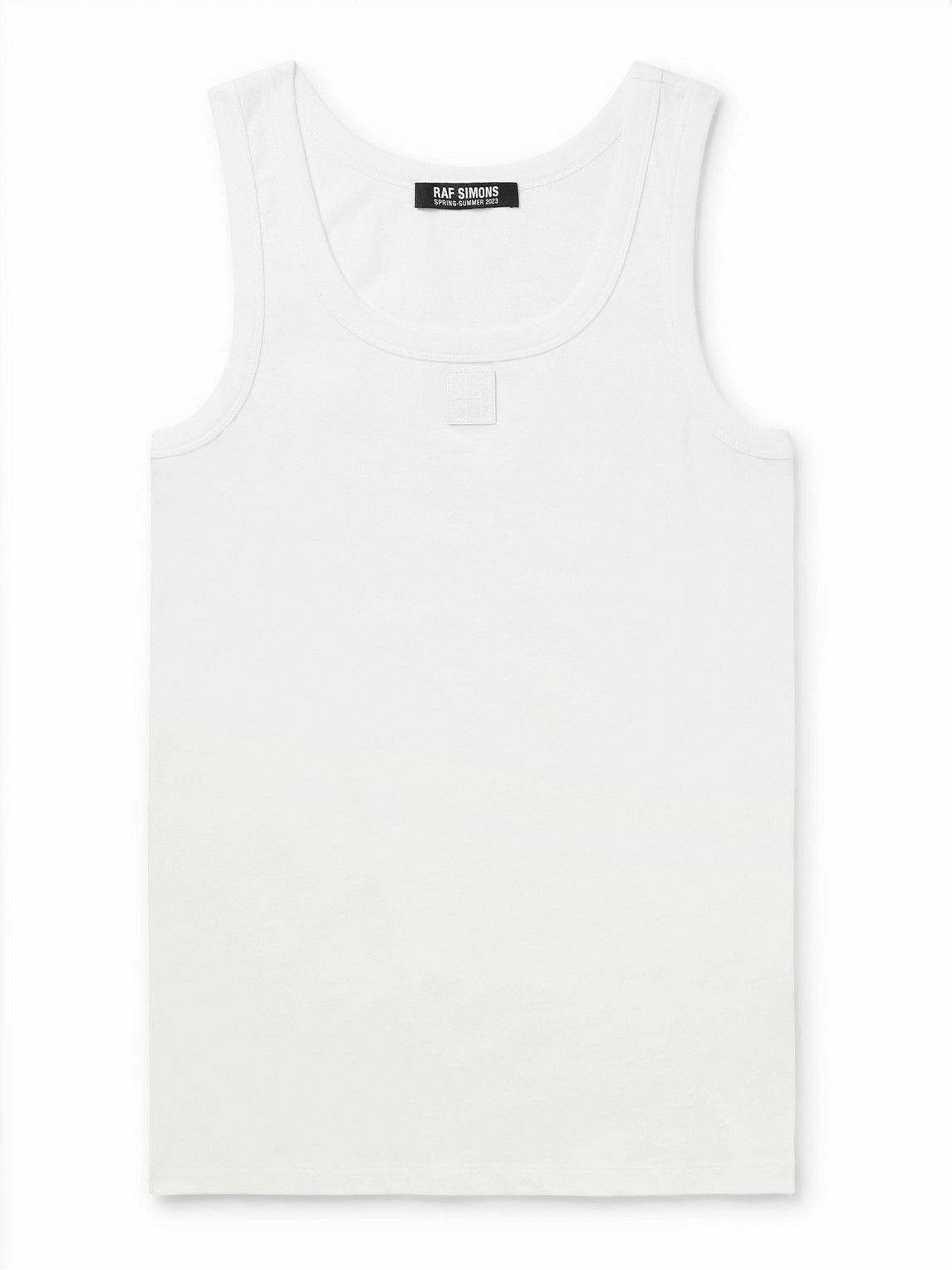Photo: Raf Simons - Slim-Fit Logo-Appliquéd Cotton-Jersey Tank Top - White