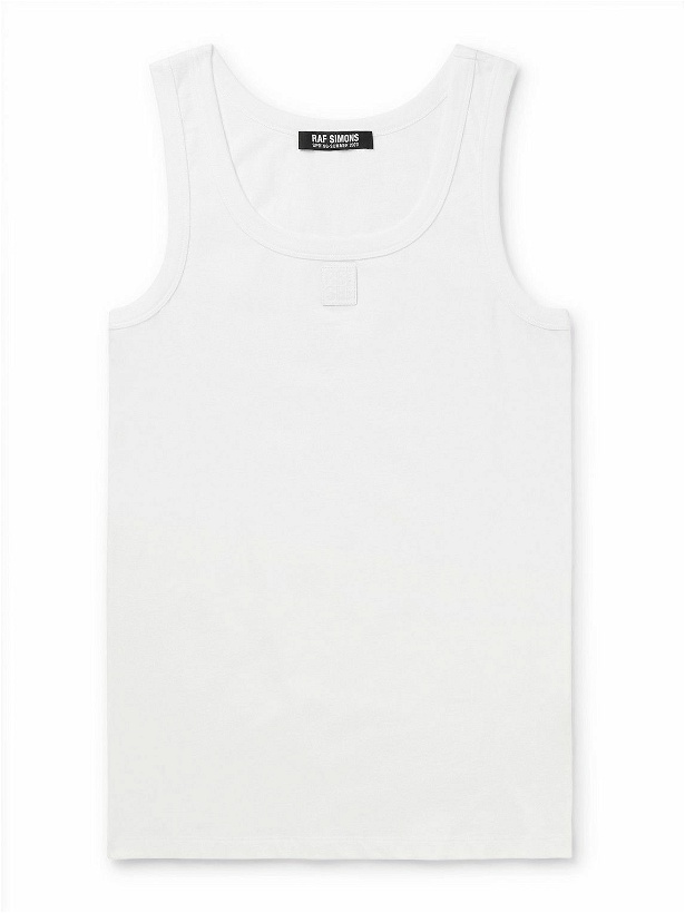 Photo: Raf Simons - Slim-Fit Logo-Appliquéd Cotton-Jersey Tank Top - White