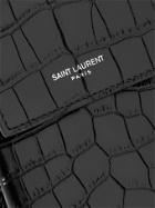 SAINT LAURENT - Croc-Effect Leather Phone Pouch with Lanyard