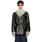 Dries Van Noten Black Coated Belted Jacket