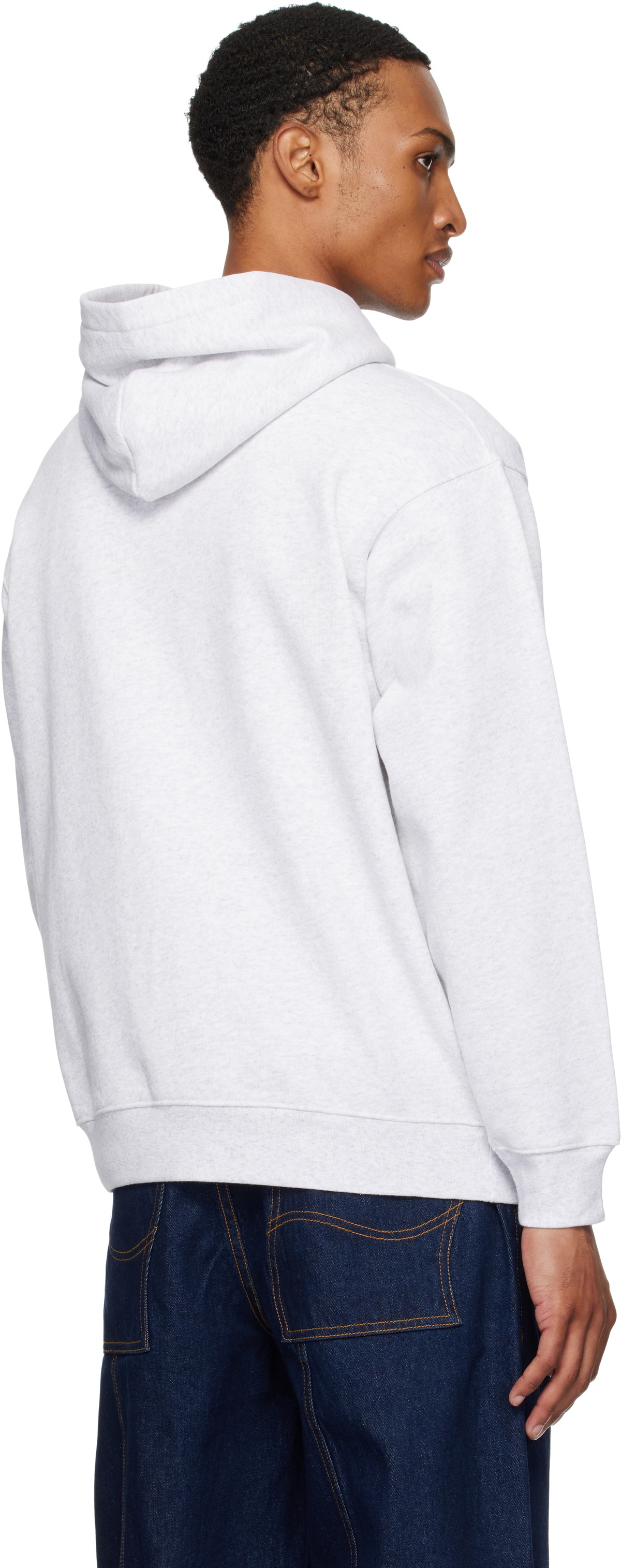 Dime Gray Embroidered Fighter Hoodie Dime