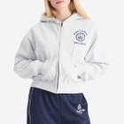 Sporty & Rich Women's Emblem Cropped Zipped Hoodie in Heather Gray Navy