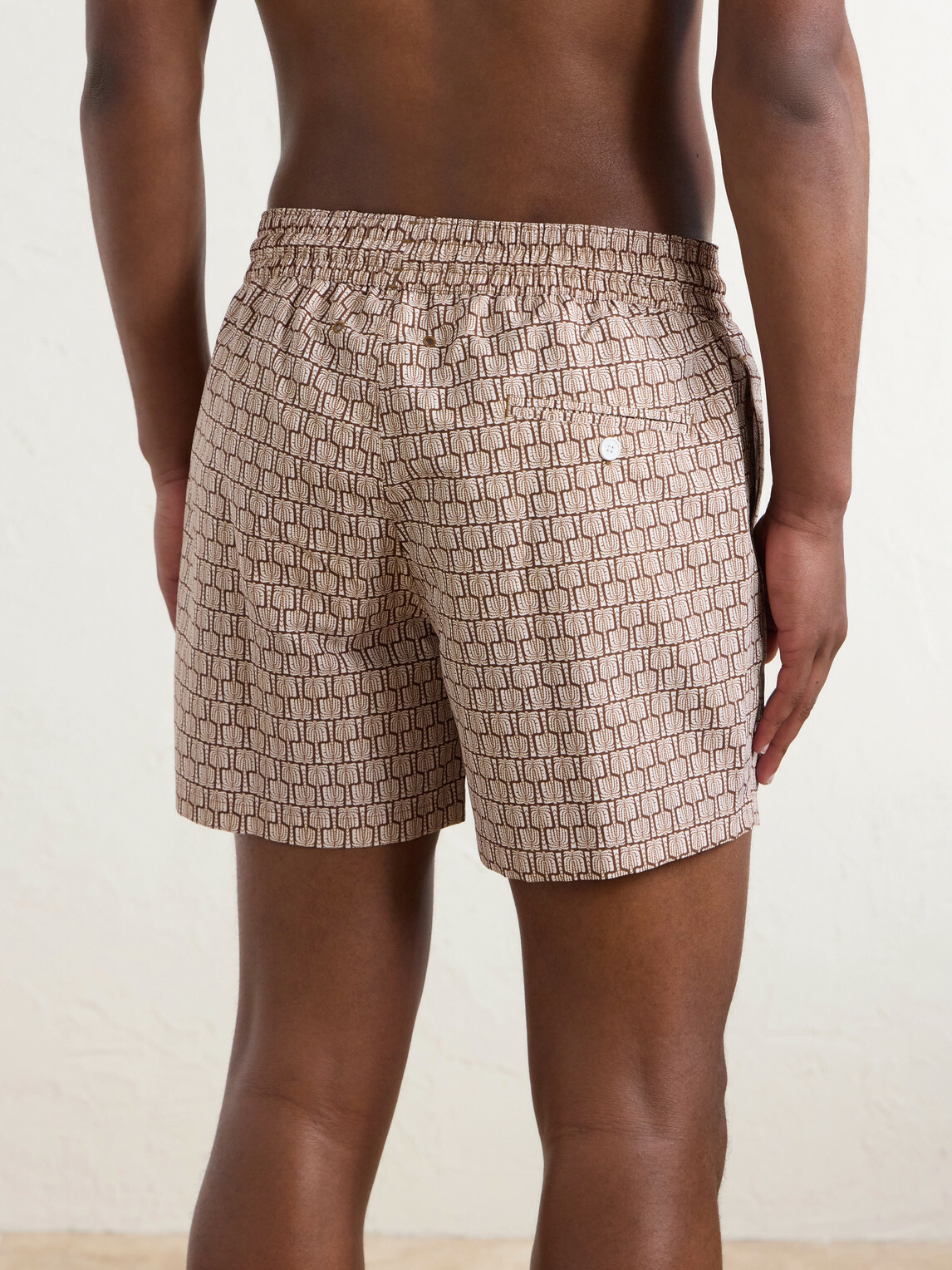 Frescobol Carioca - Straight-Leg Mid-Length Printed Recycled Swim Shorts - Brown