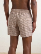 Frescobol Carioca - Straight-Leg Mid-Length Printed Recycled Swim Shorts - Brown