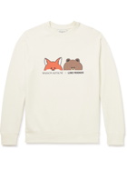 Maison Kitsuné - LINE FRIENDS Slim-Fit Logo-Print Cotton-Jersey Sweatshirt - Neutrals