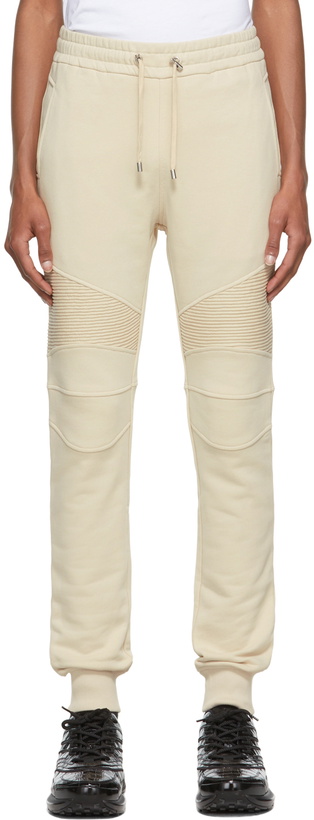 Photo: Balmain Beige Ribbed Lounge Pants