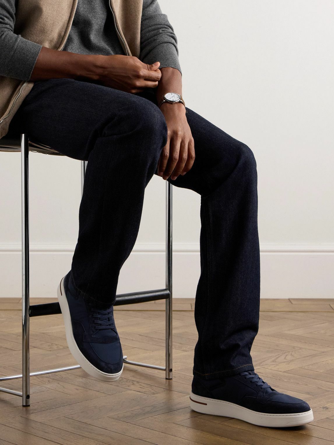 Loro Piana - Newport Walk Storm System® Suede-Trimmed Shell Sneakers - Blue