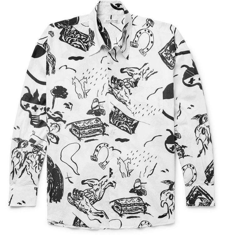 Photo: Our Legacy - Borrowed Oversized Printed Cotton-Voile Shirt - Men - White