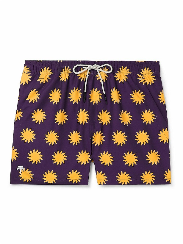 Photo: OAS - Straight-Leg Short-Length Printed Swim Shorts - Purple