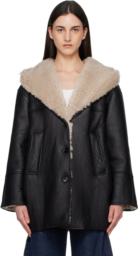 Photo: ALAÏA Black Hooded Shearling Parka Jacket