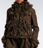 Sacai Fringed wool-blend tweed jacket