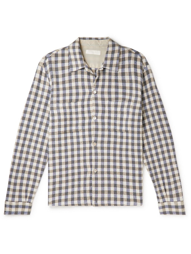 Photo: Our Legacy - Heusen Camp-Collar Checked Cotton-Blend Tweed Shirt - Blue